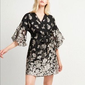 French Connection Elsie Satin Devore Wrap Dress